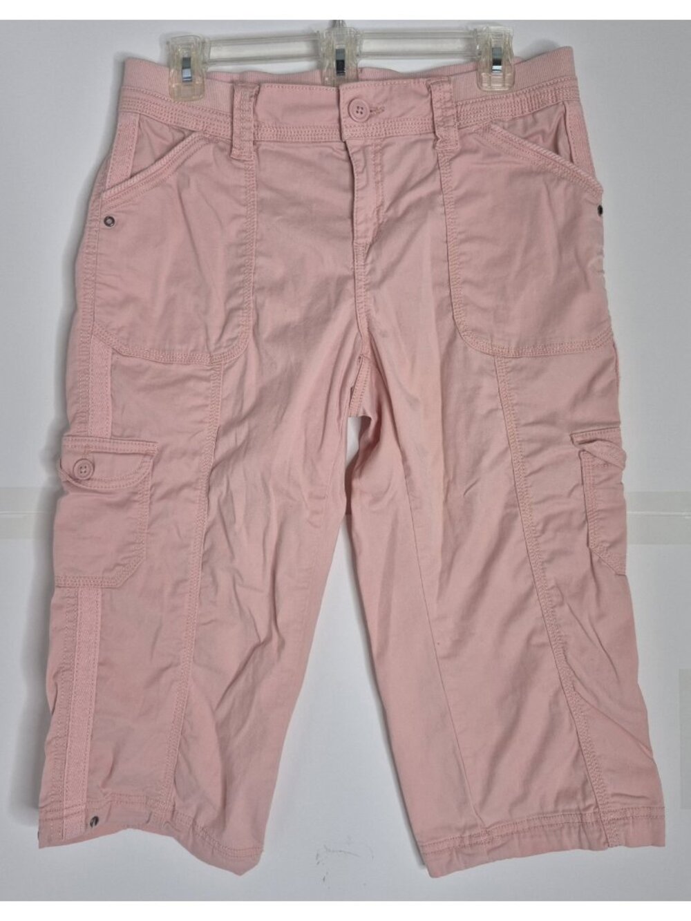 Style & Co Womens 10P Cargo Capri Pants Midrise  Rose Brocade